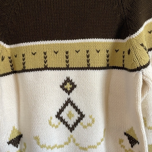 VTG Ski Sweater Fair Isle Retro Knit Waldorf Grandpa Large Cream Southwest - Picture 9 of 11